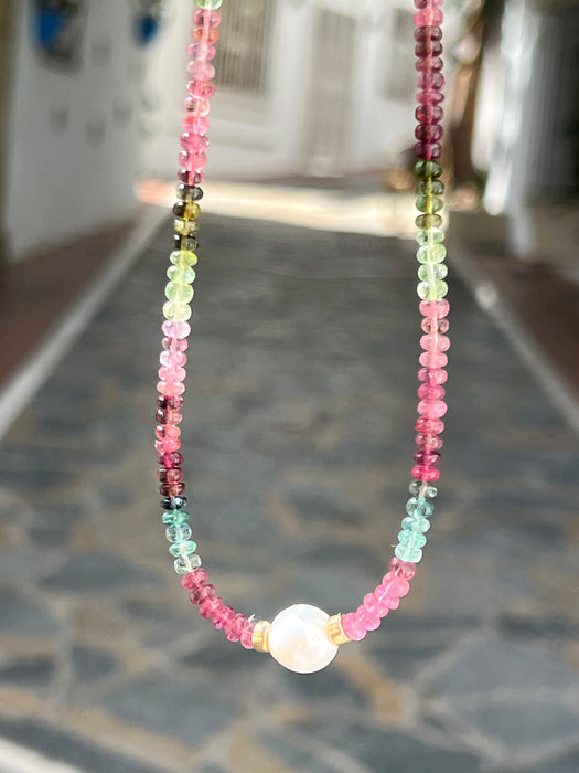 Tourmaline And Pearl Choker