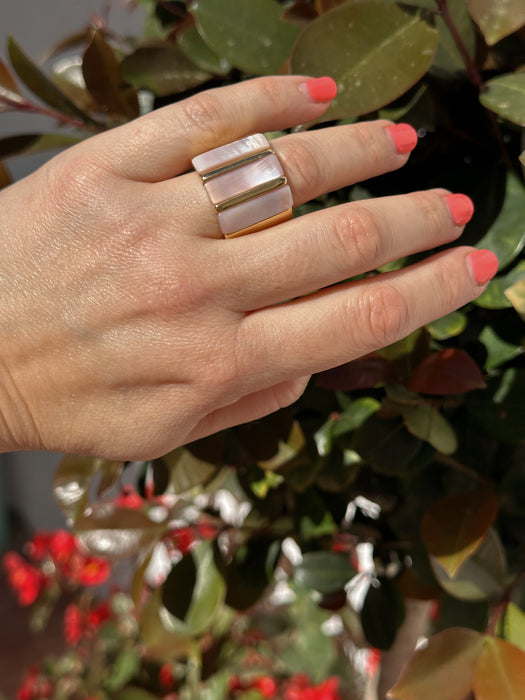 Pink Mother of Pearl Statement Ring