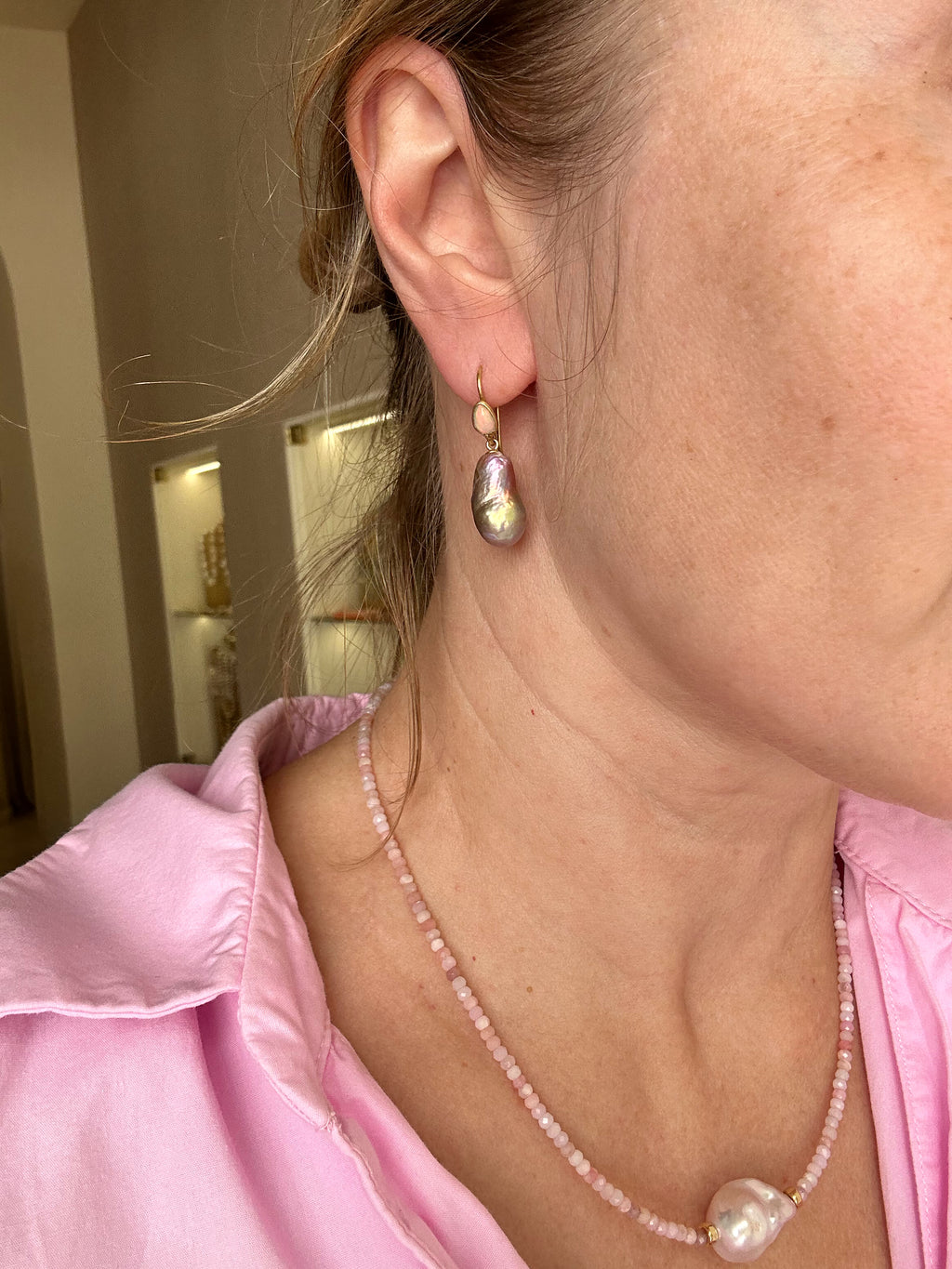 Ethiopian Opal And Earthy Edison Pearl Earrings