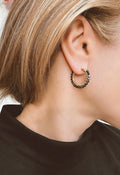 Black Spinel Hoop Earrings
