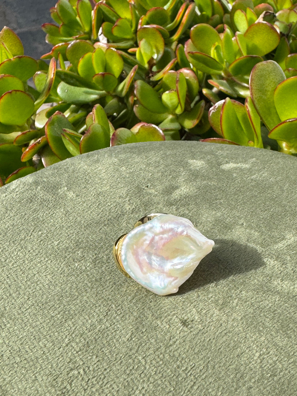 Baroque Pearl Statement Ring — Gold-Plated Sterling Silver (Resizable)