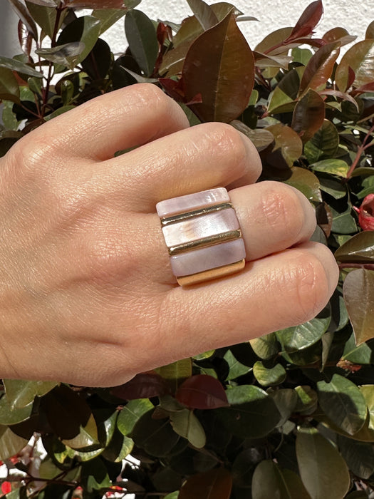 Pink Mother of Pearl Statement Ring