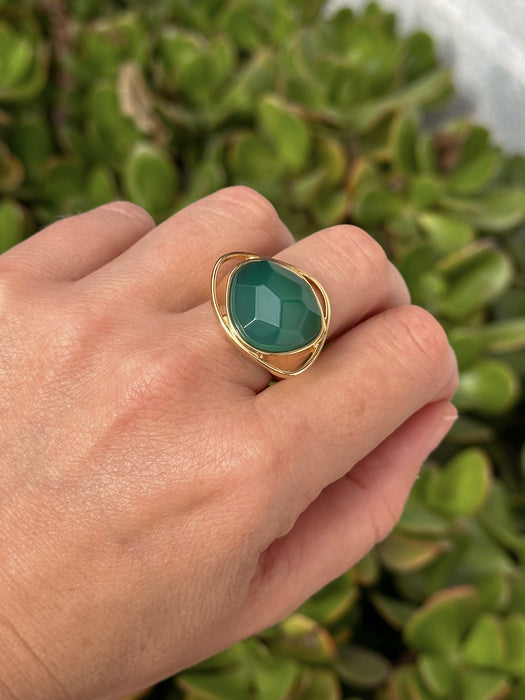 Green Agate Statement Ring