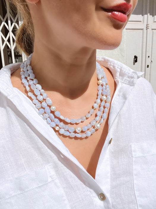 Lace Agate Layered Statement Necklace