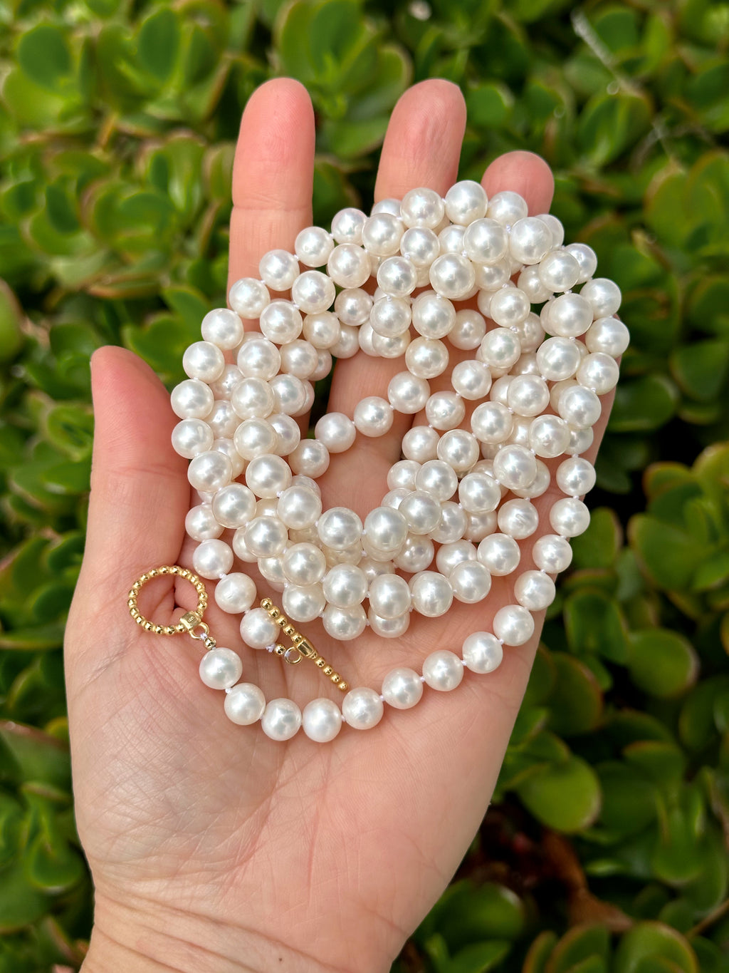 Long Rope Pearl Necklace, White Freshwater Pearls