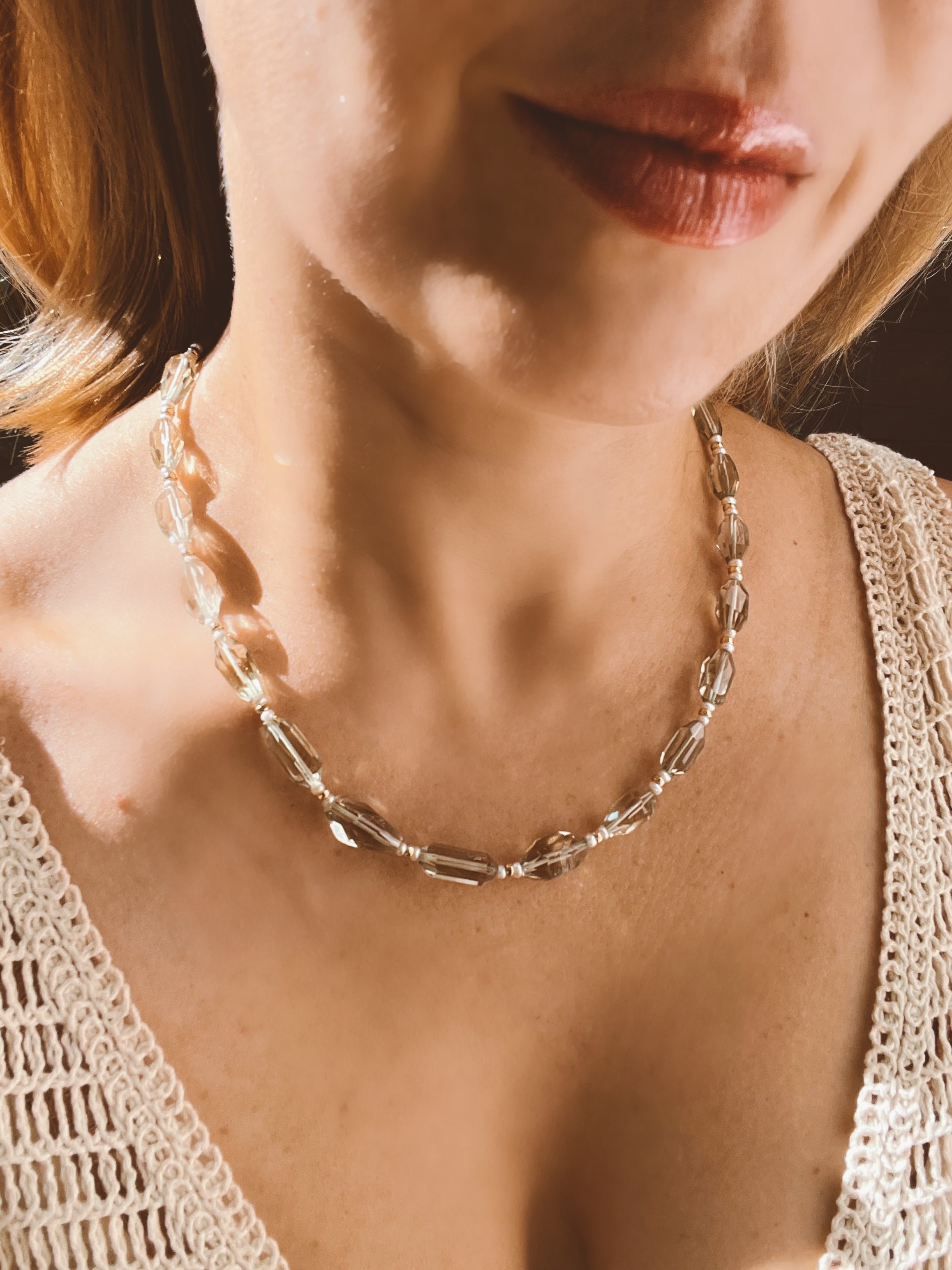 Green Amethyst Necklace And Earrings Set