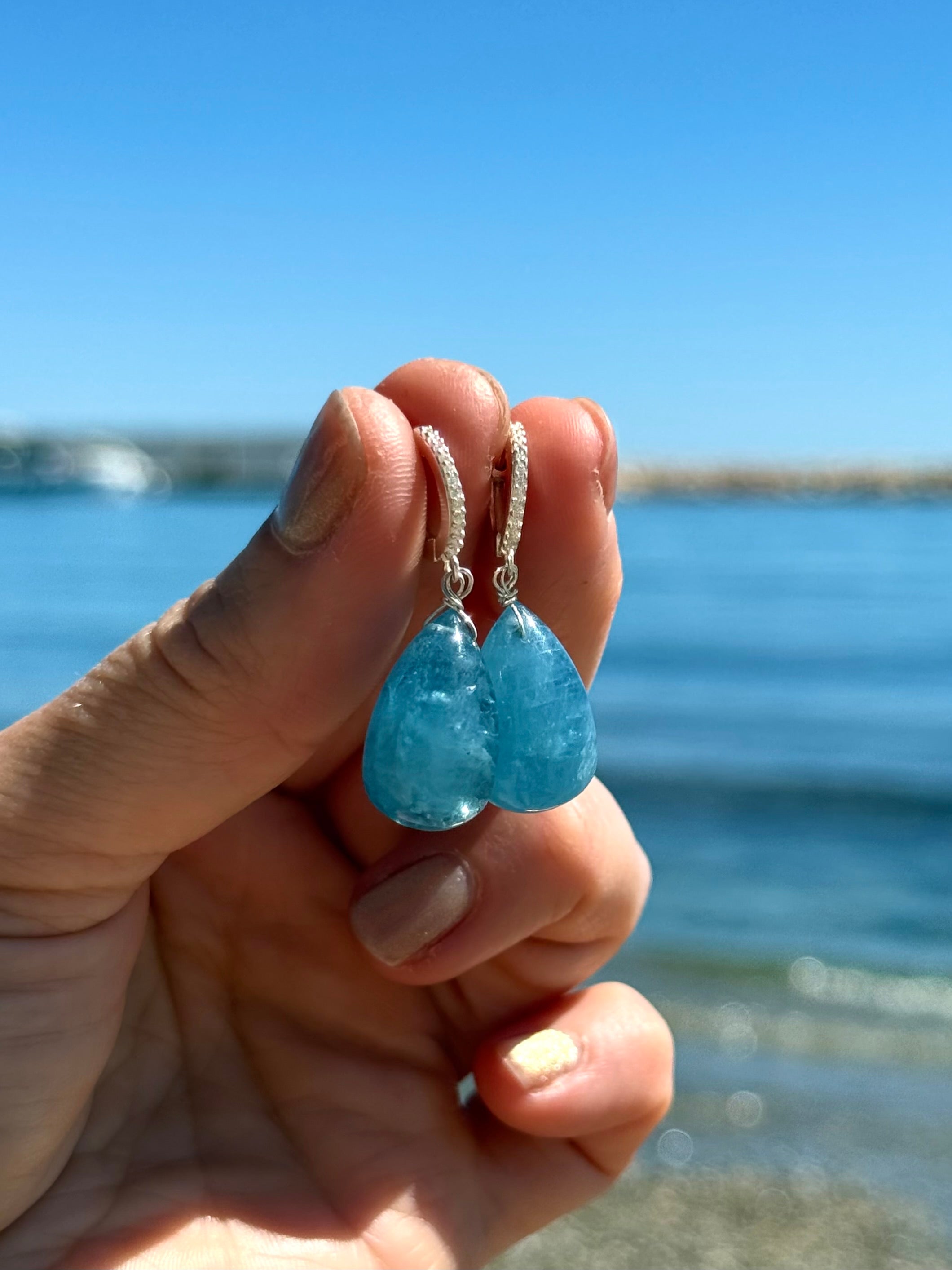 Aquamarine Dangle Earrings in Sterling Silver