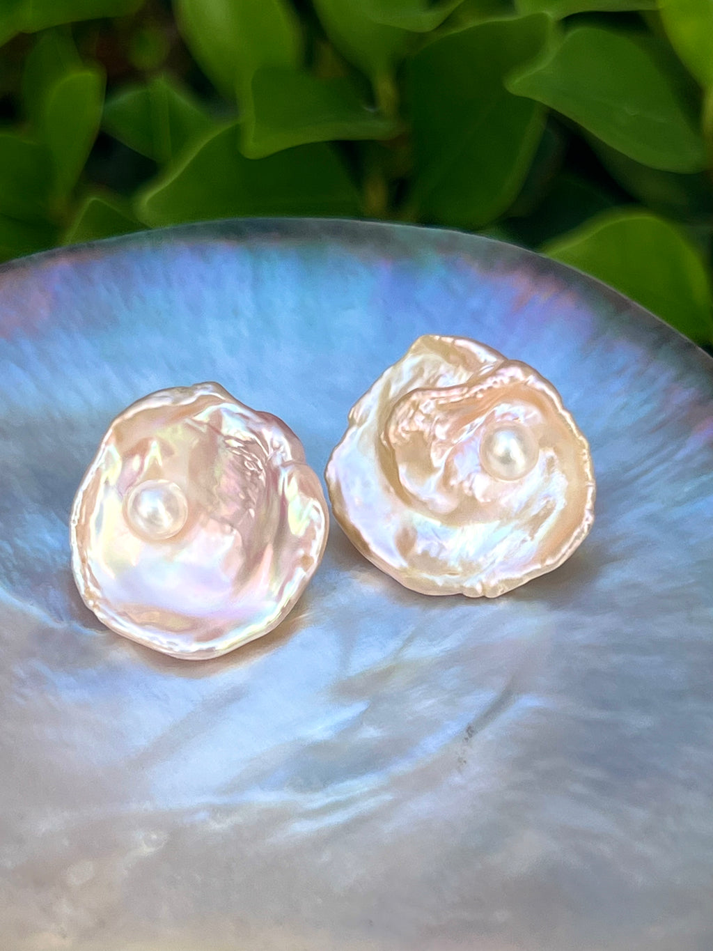 Pink Keshi Pearl Stud Earrings “Peoni”