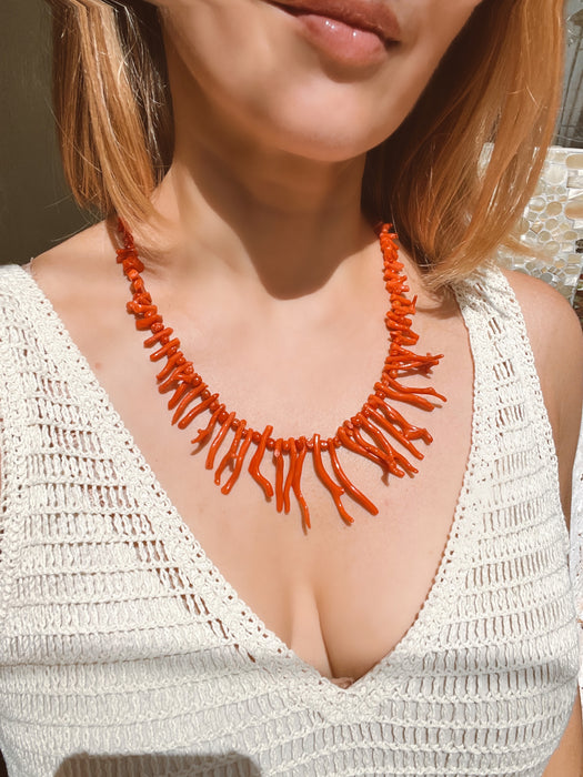 Red Coral Branch Necklace
