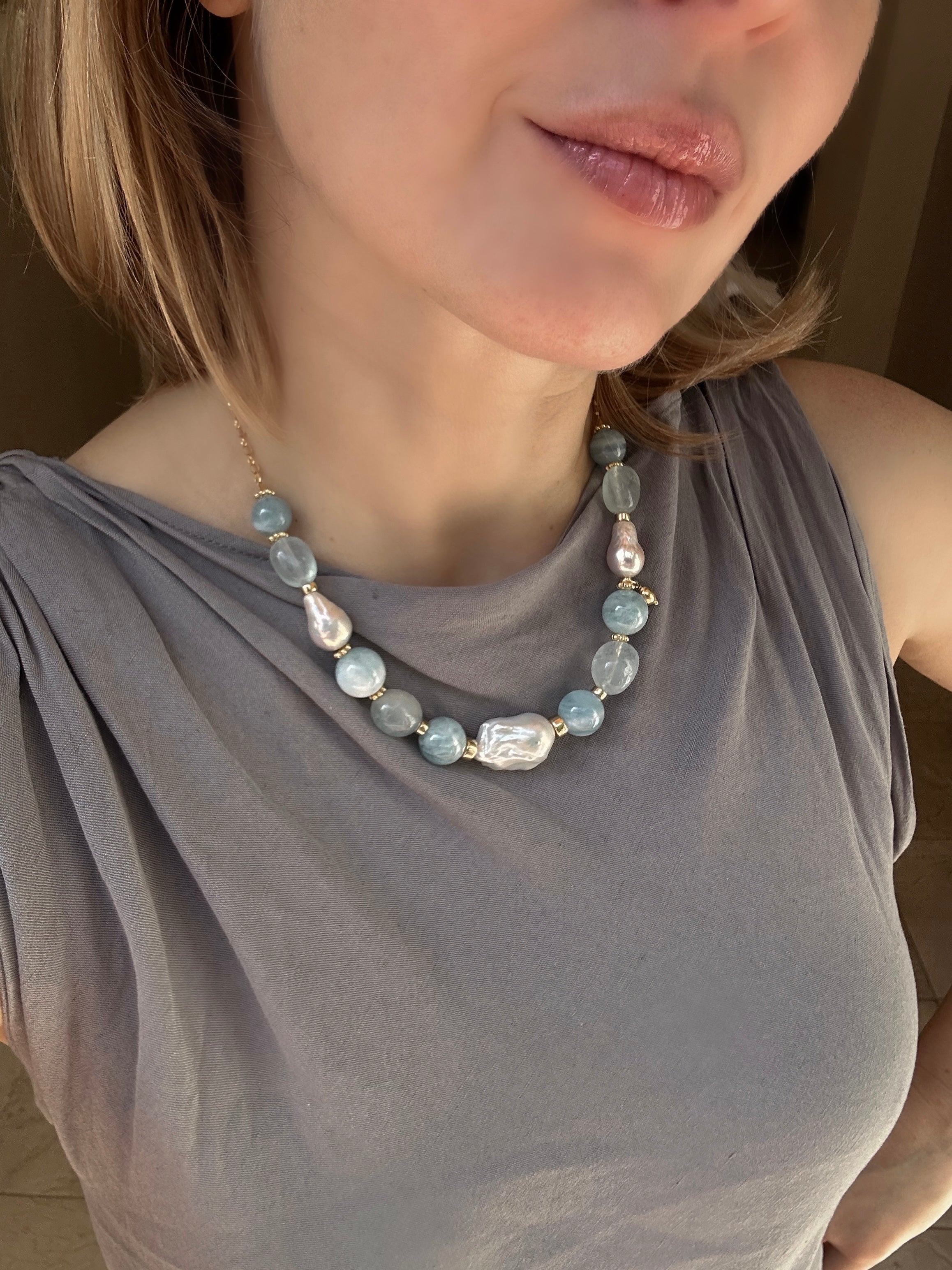 Aquamarine statement necklace Mirabel