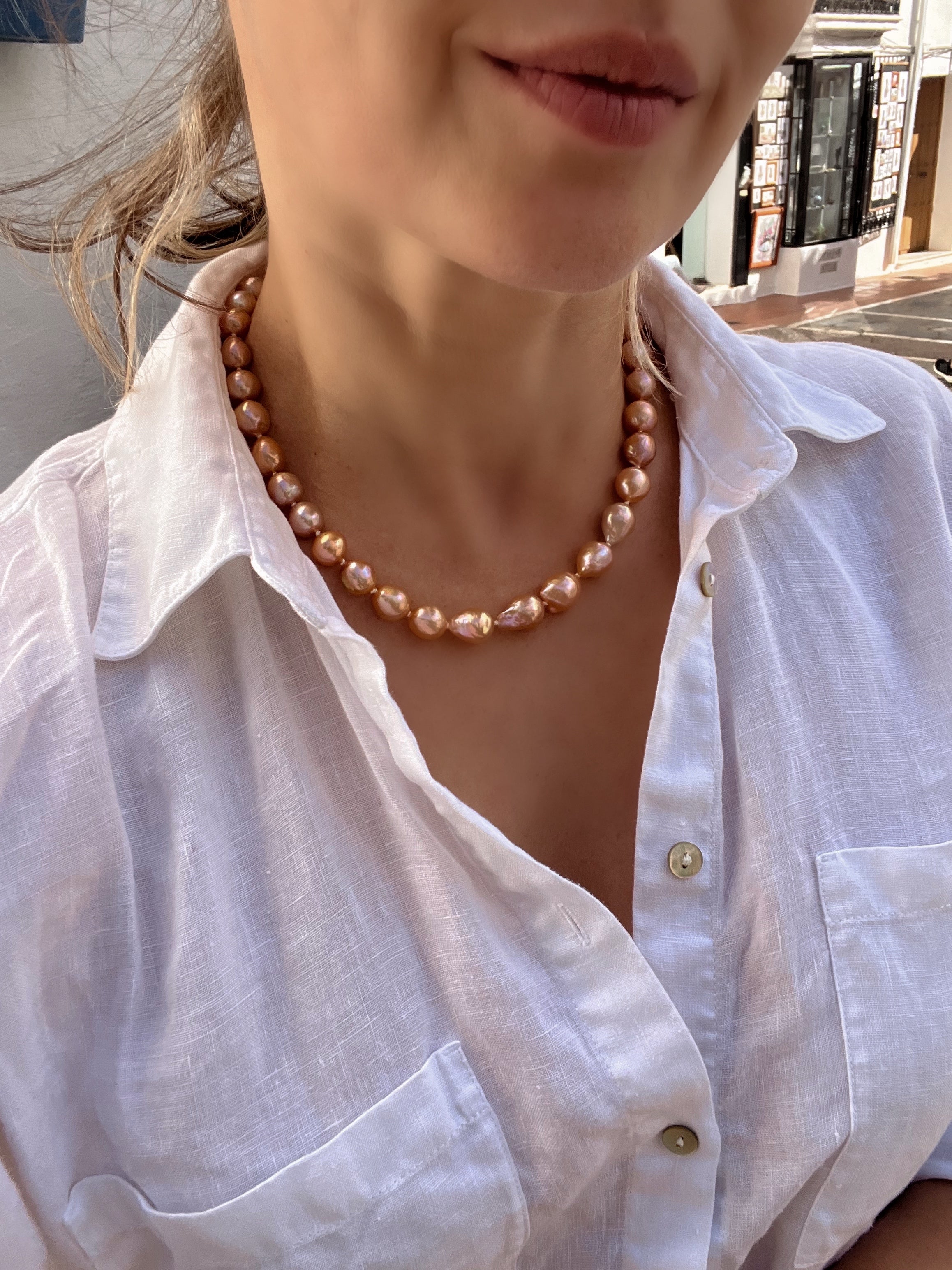 Golden Edison Pearl Necklace