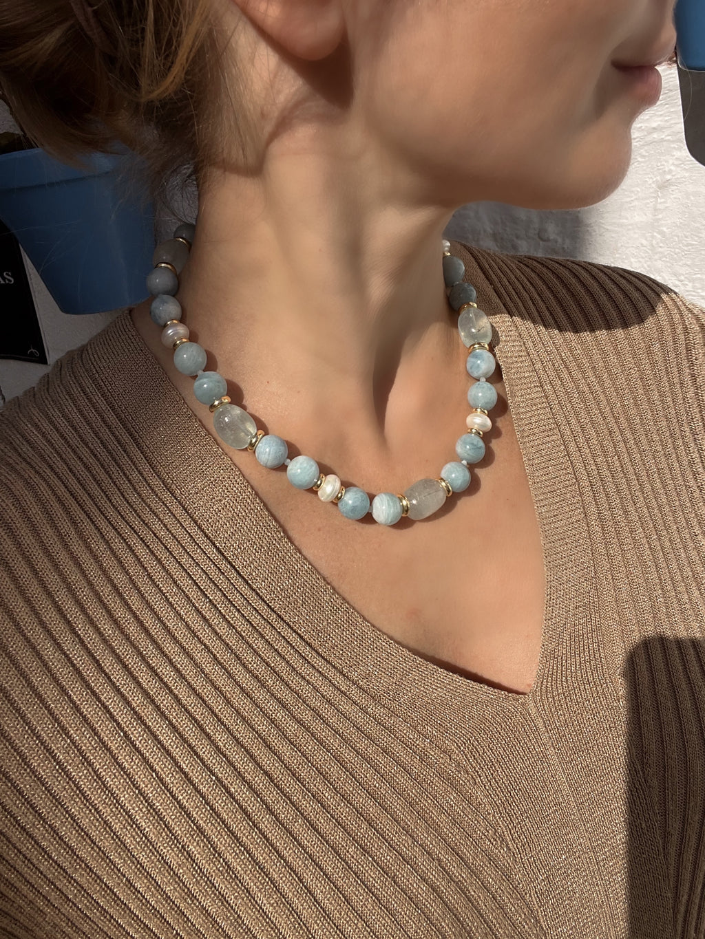 Chunky Aquamarine Necklace Cielo