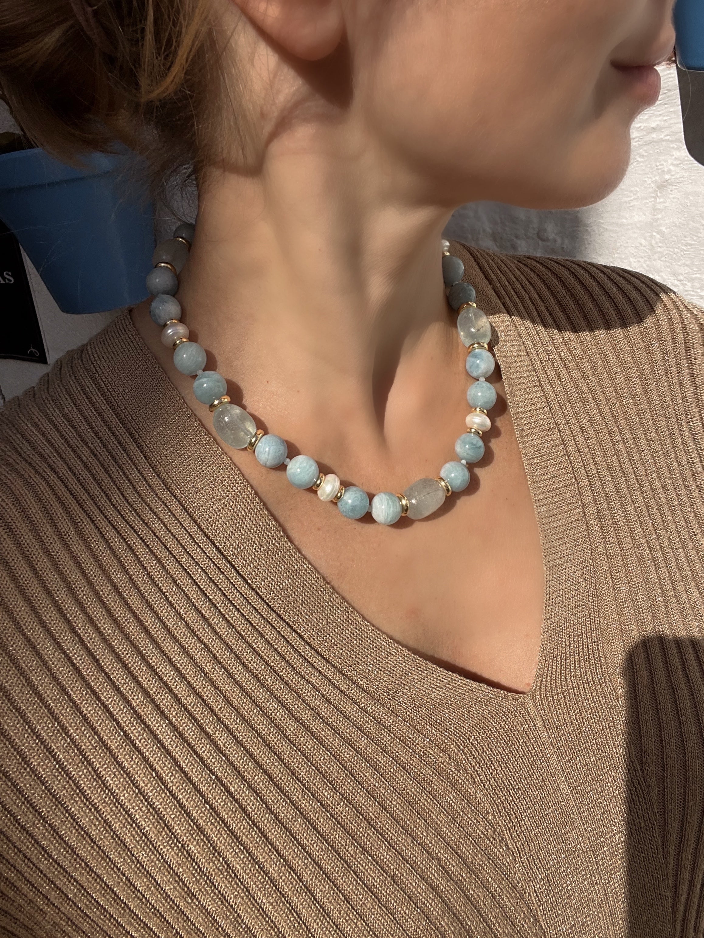 Chunky Aquamarine Necklace Cielo
