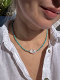 Natural Turquoise And Baroque Pearl Necklace