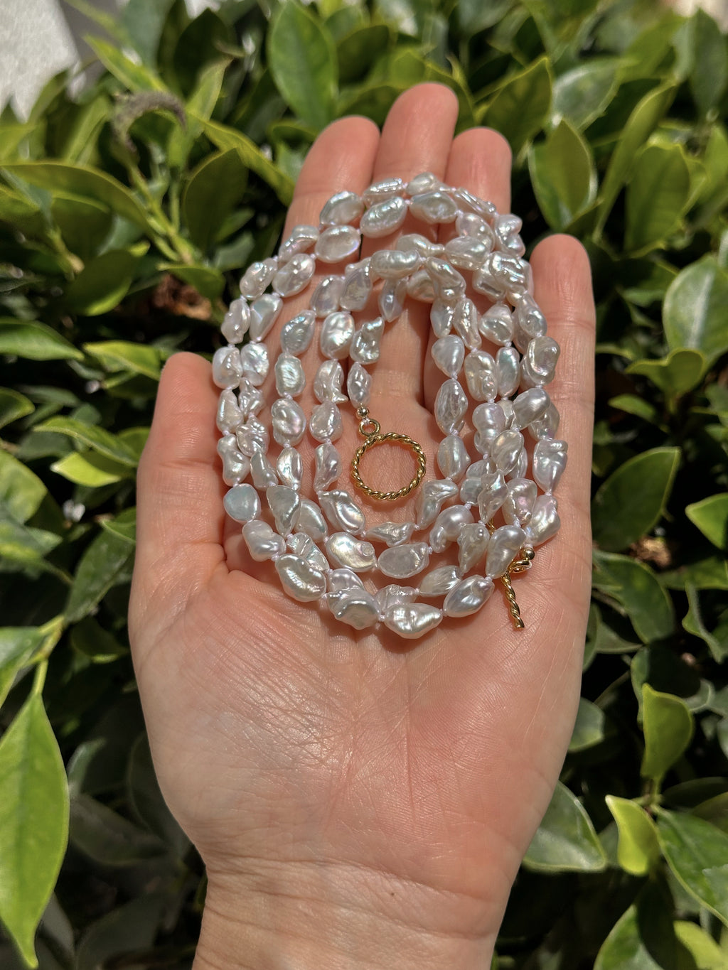 Long White Keshi Pearl Necklace