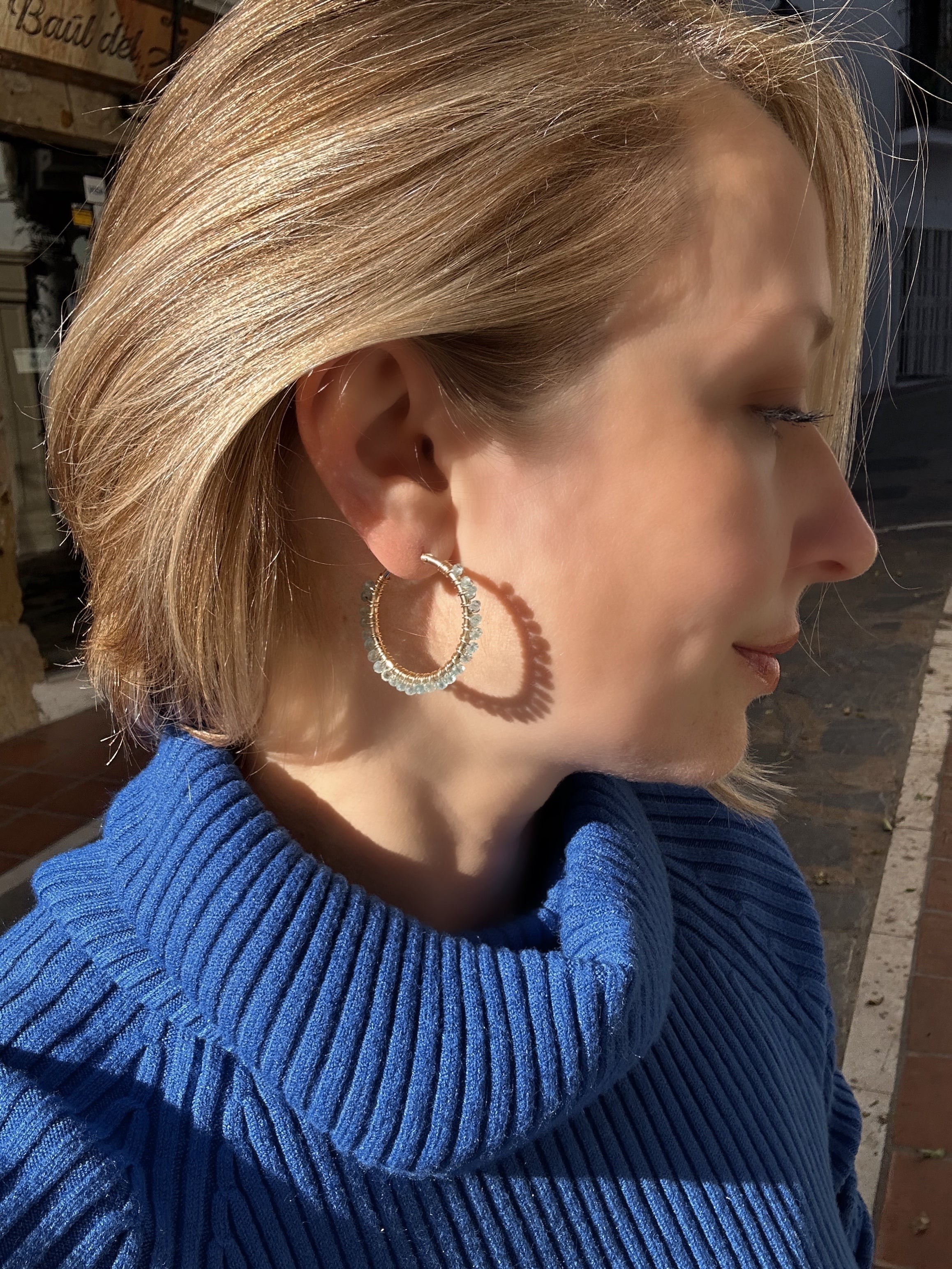Apatite Hoop Earrings