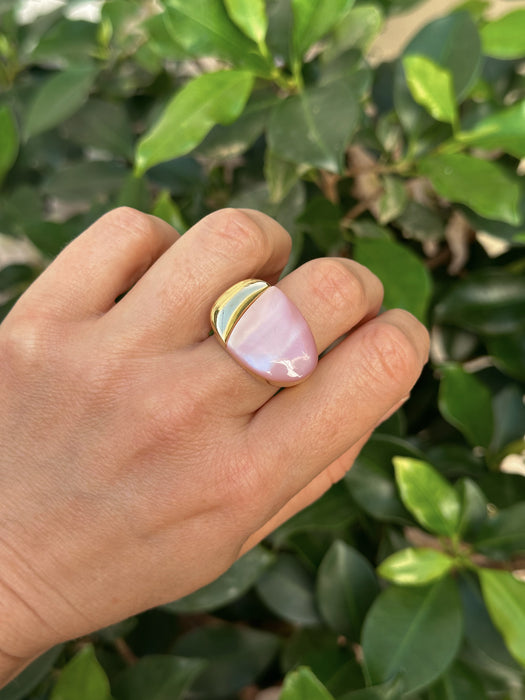 Pink Mother of Pearl Oval Ring