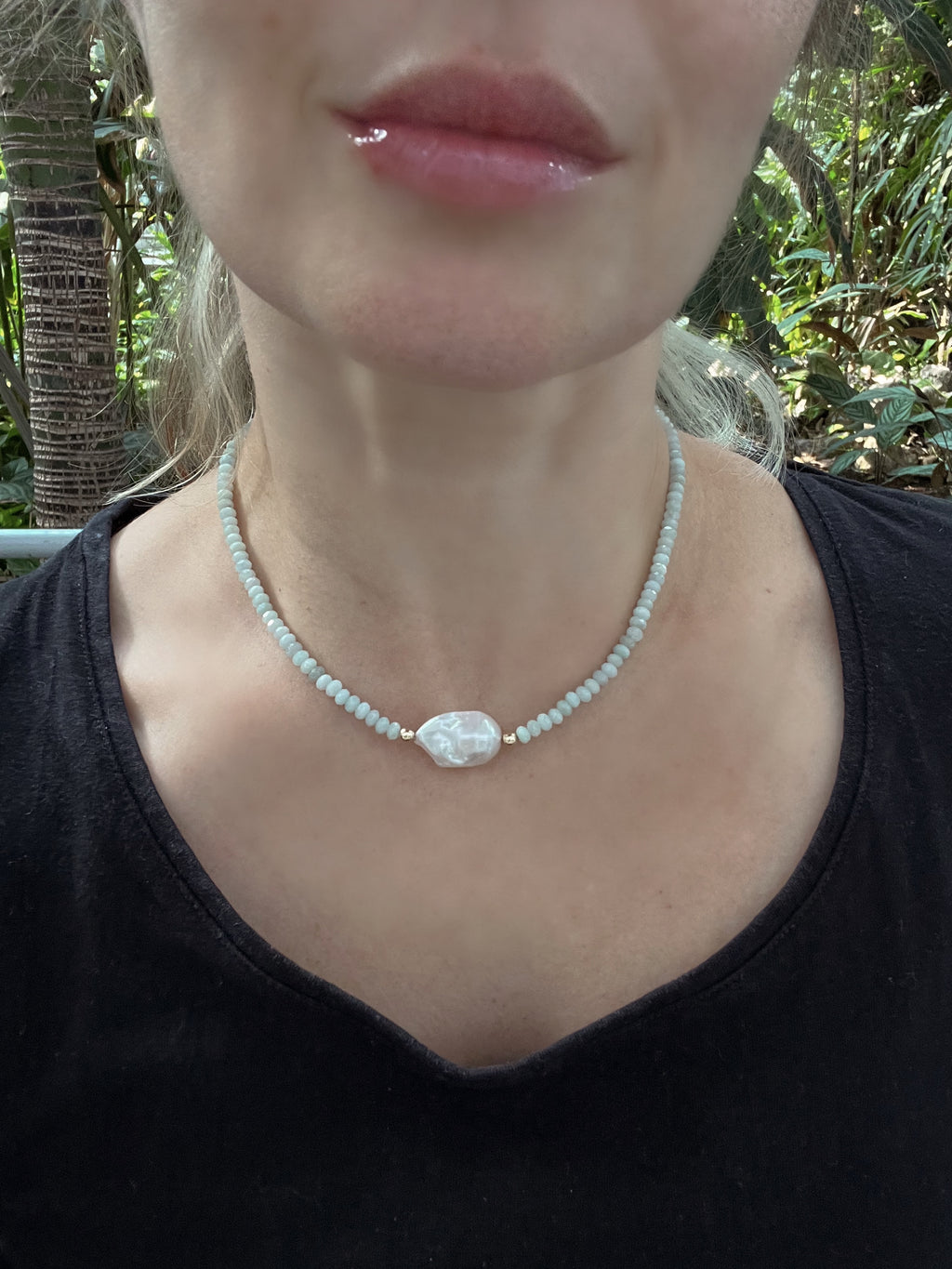 Jade and Baroque Pearl Necklace