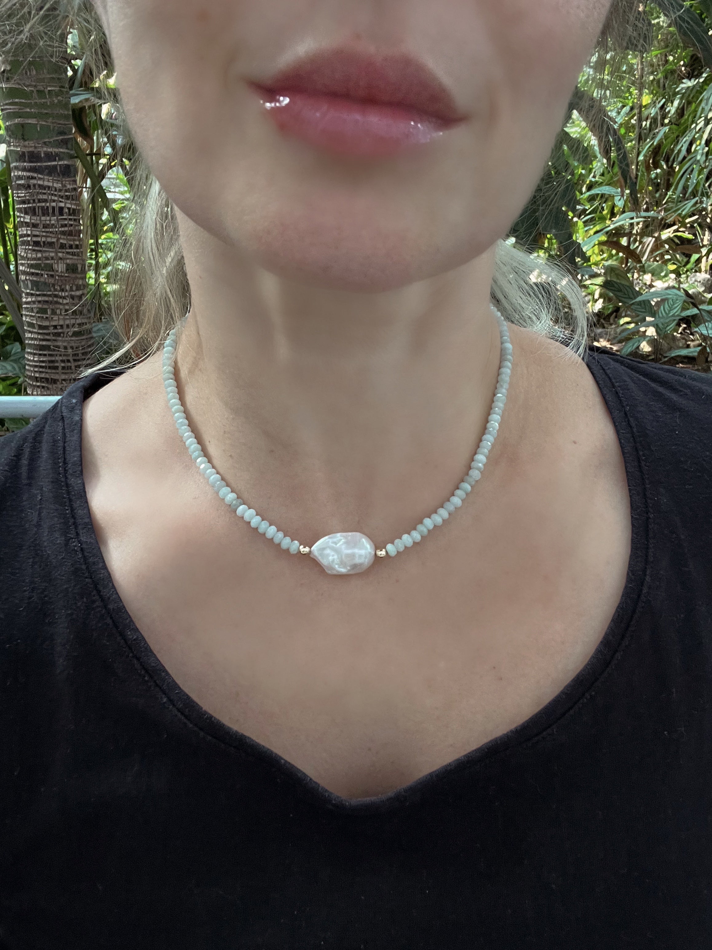 Jade and Baroque Pearl Necklace