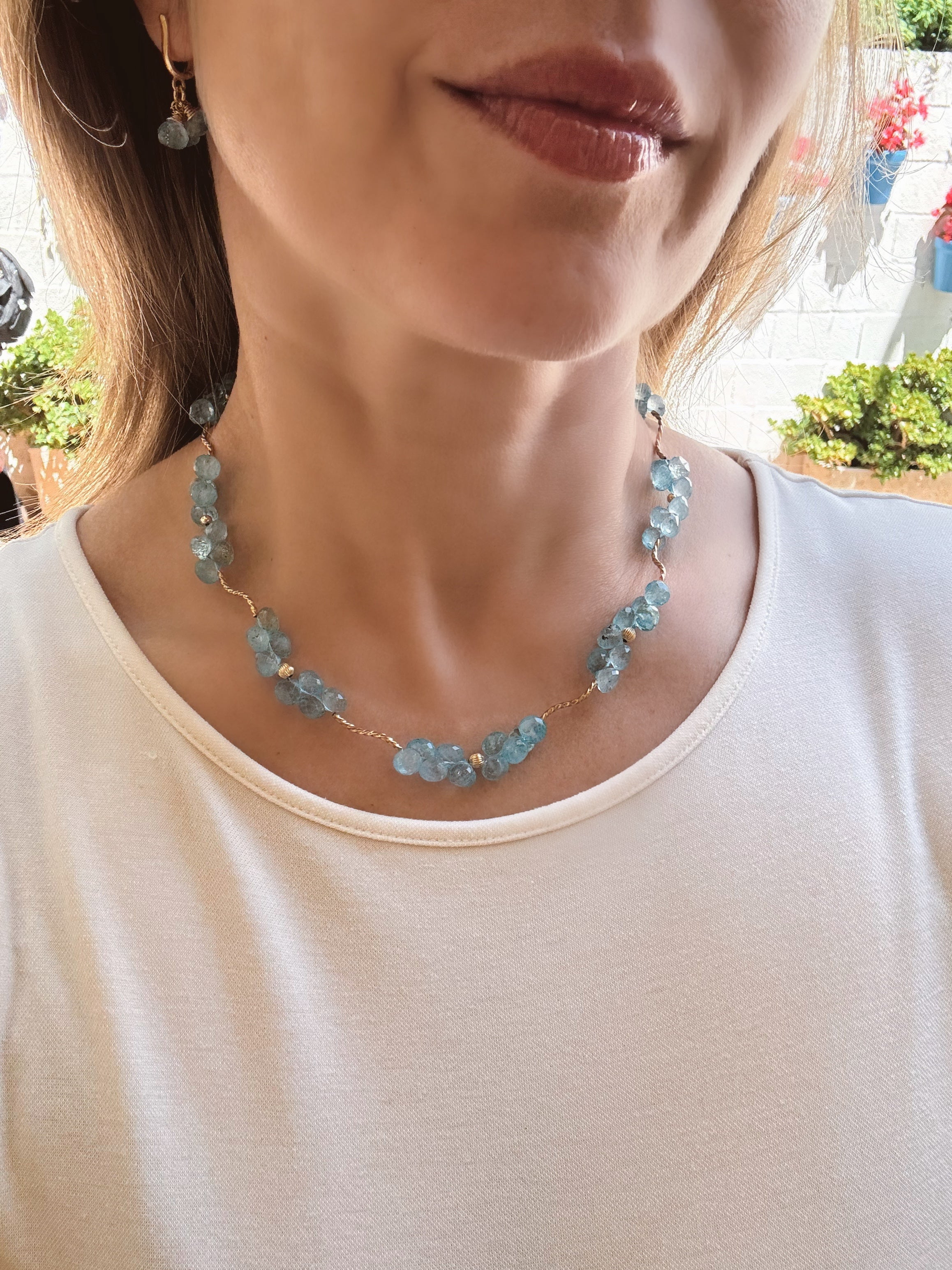 Blue Topaz Necklace & Earrings Set — 14k Gold-Filled & Vermeil