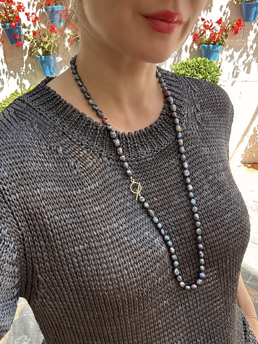 Long Black Pearl Necklace Estelle