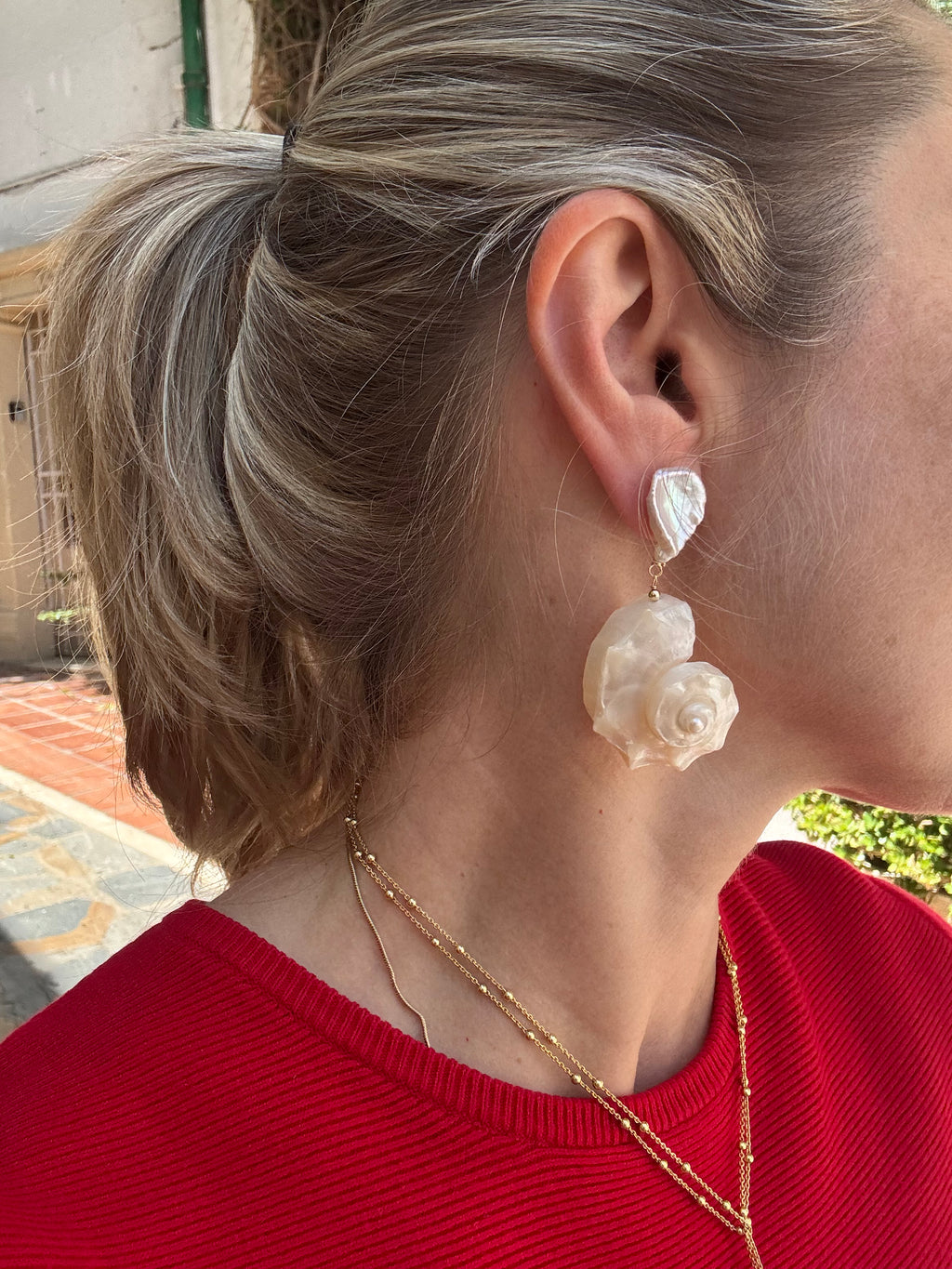 Keshi Pearl And Shell Earrings “Sirena”