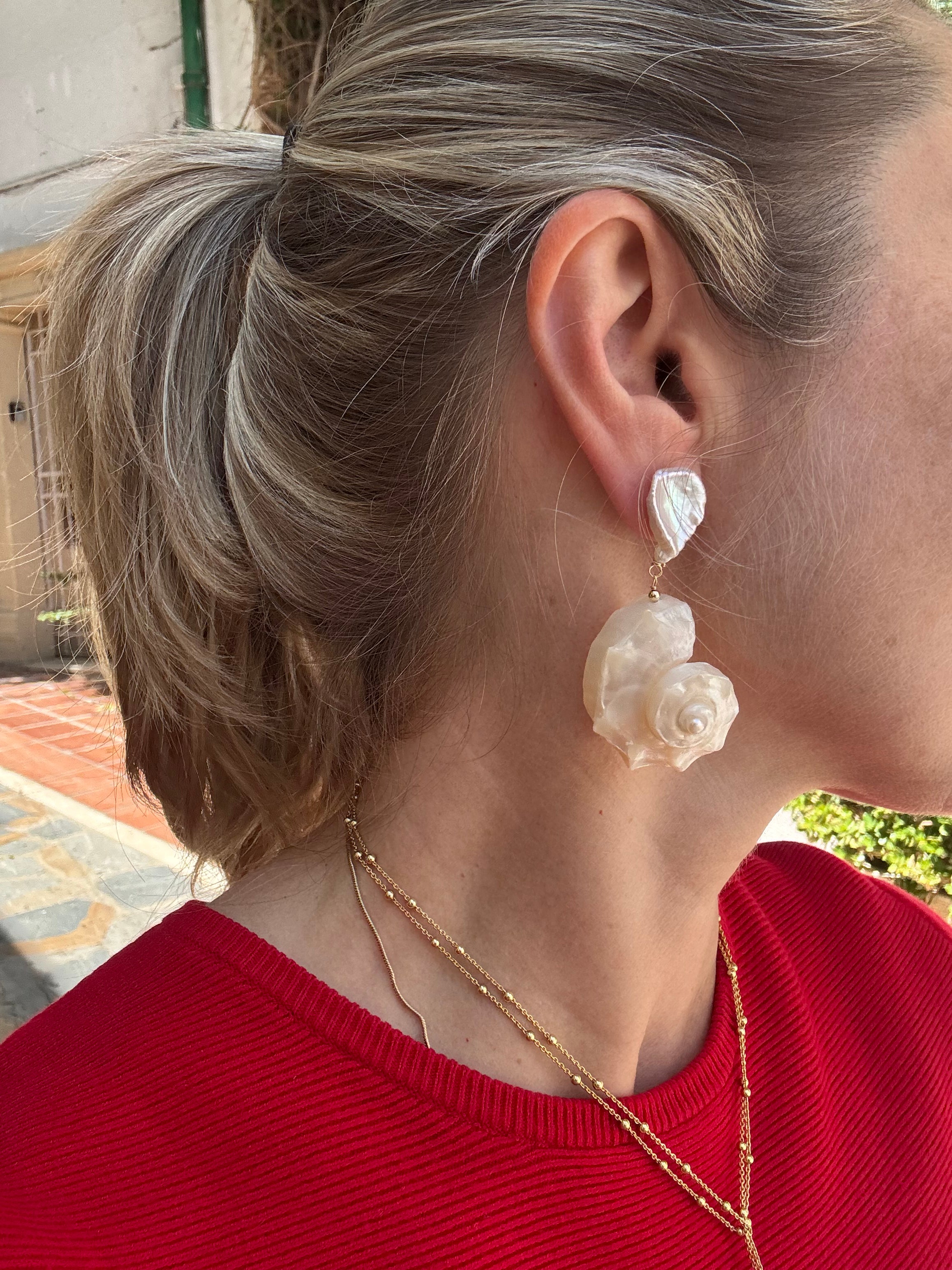 Keshi Pearl And Shell Earrings “Sirena”