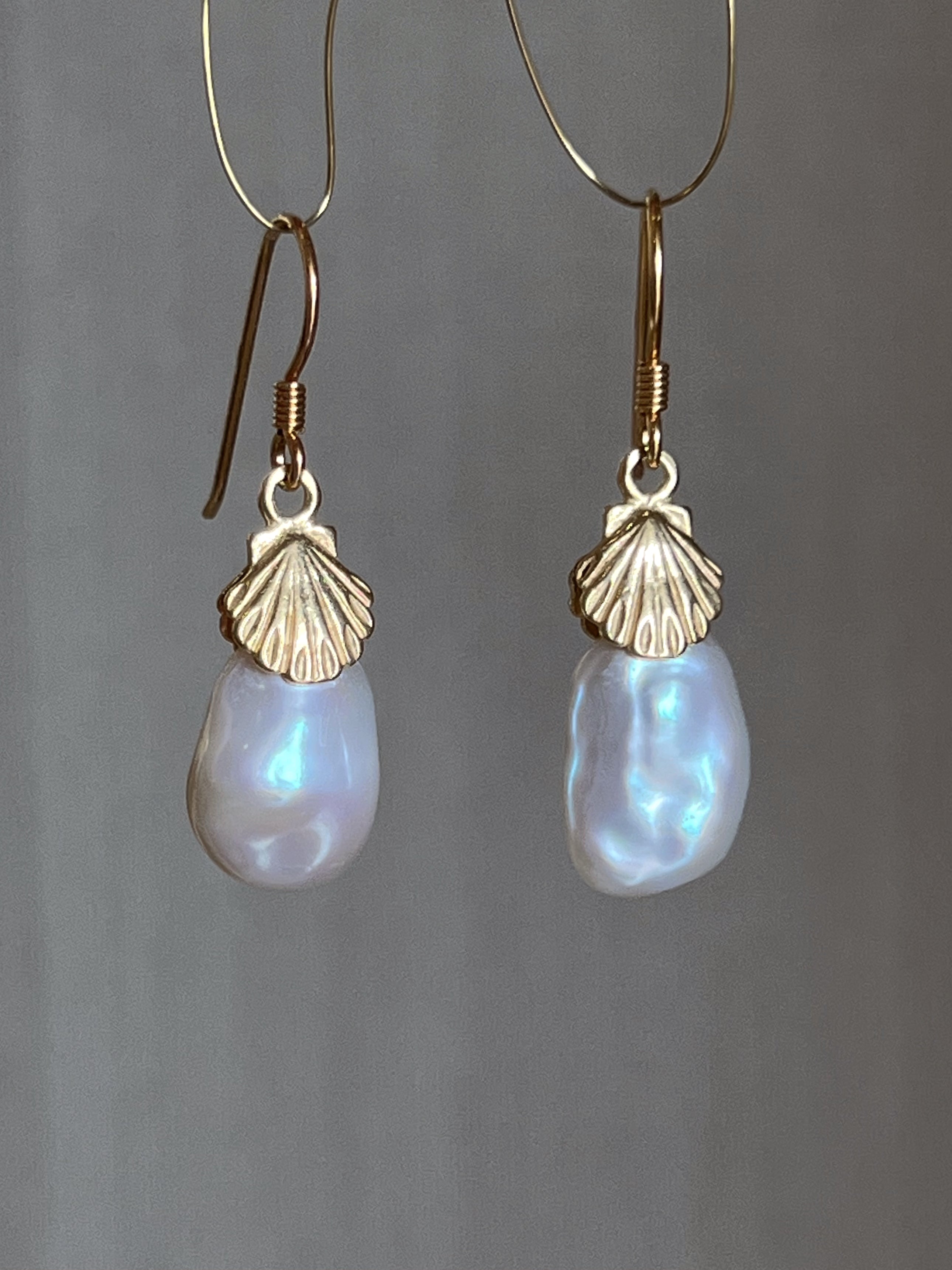 Shell Earrings With Keshi Pearls
