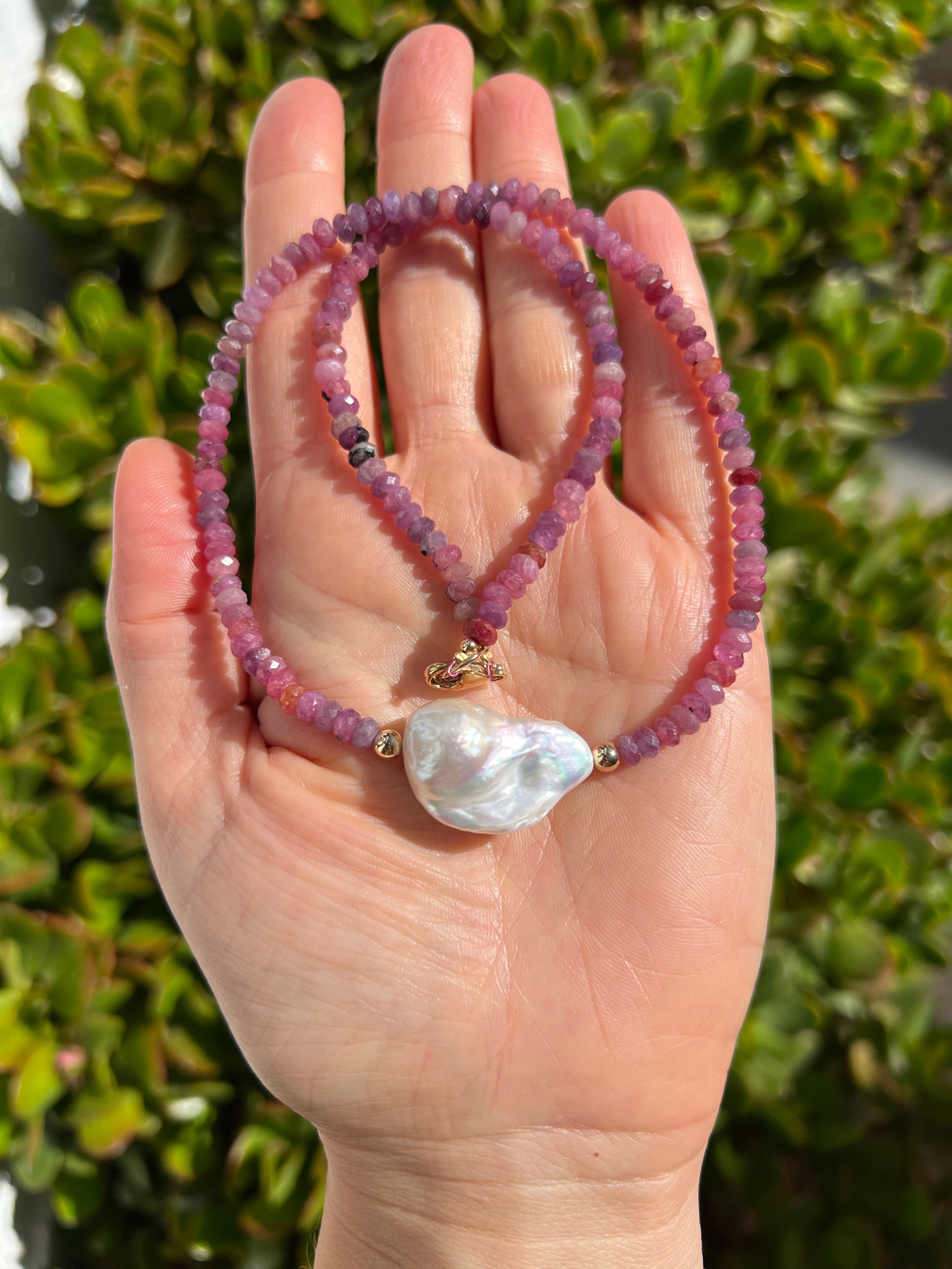 Ruby And Baroque Pearl Necklace