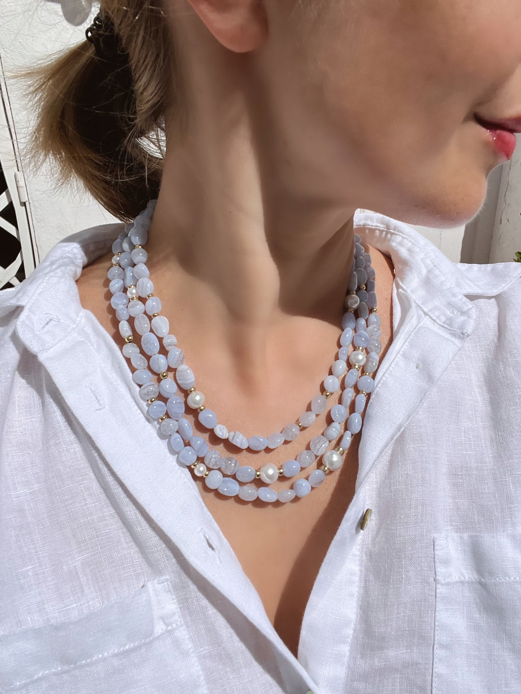 Lace Agate Layered Statement Necklace