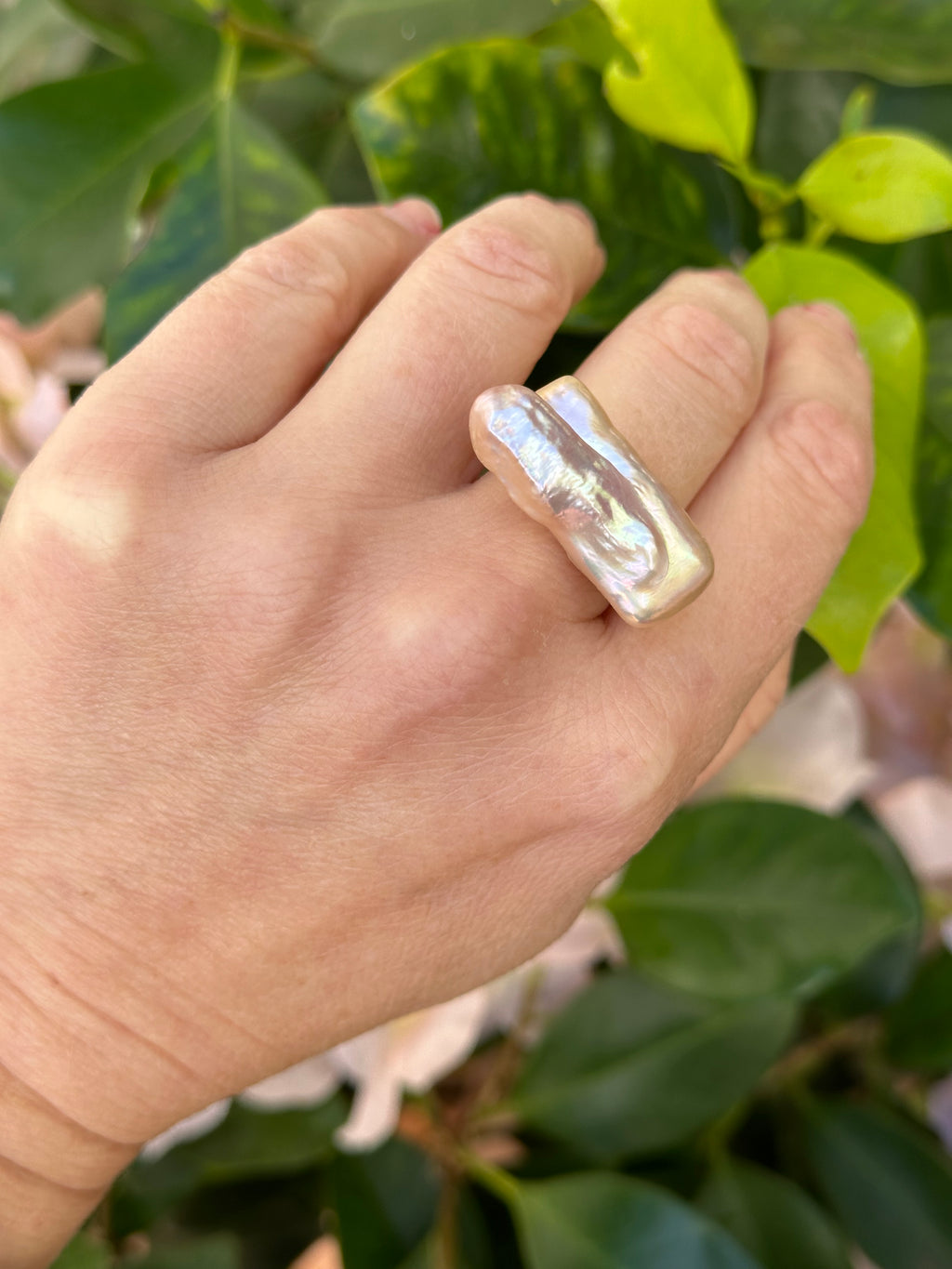 Square Baroque Pearl Cocktail Ring