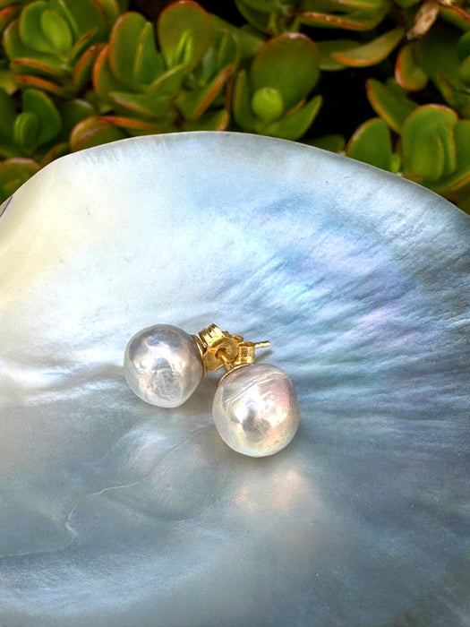 Edison Wrinkled Pearl Stud Earrings