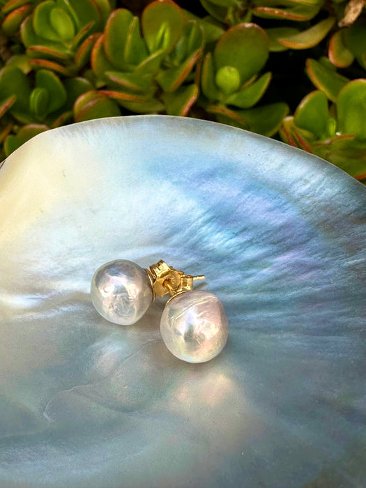 Edison Wrinkled Pearl Stud Earrings