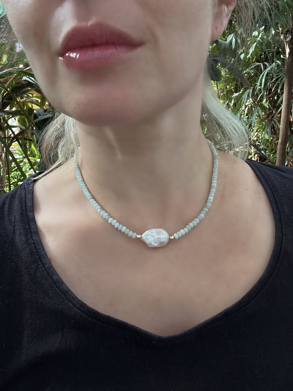 Jade and Baroque Pearl Necklace