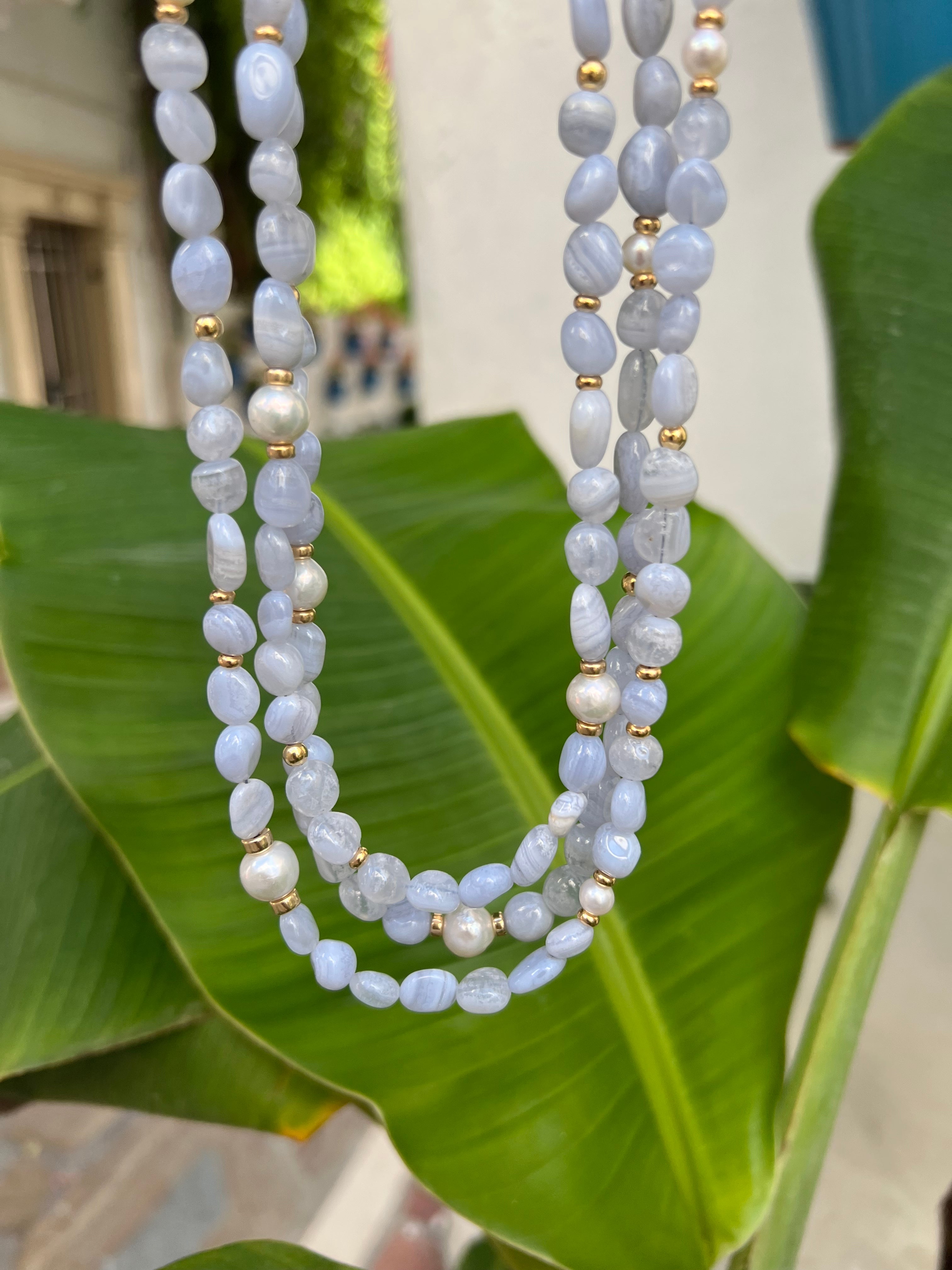 Lace Agate Layered Statement Necklace