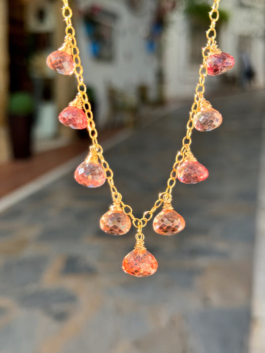 Peach Padparadscha Sapphire Necklace