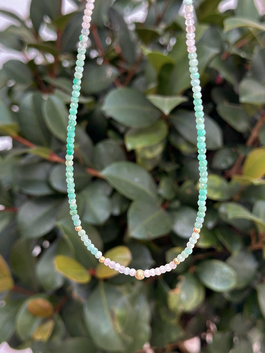 Dainty Shaded Emerald And Solid Gold Necklace