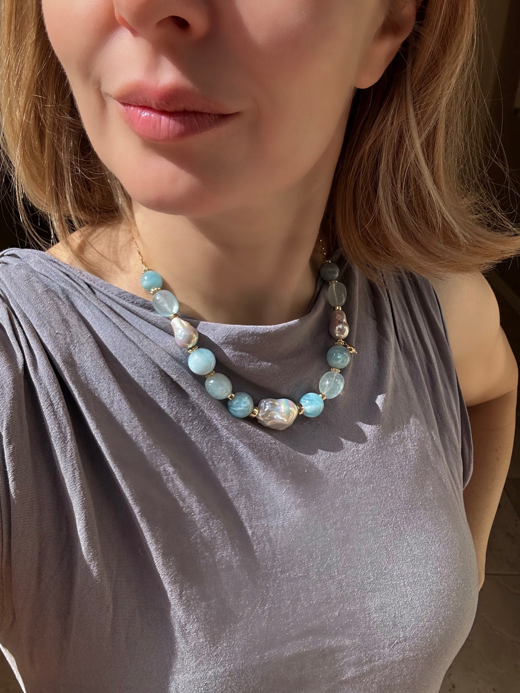 Aquamarine statement necklace Mirabel