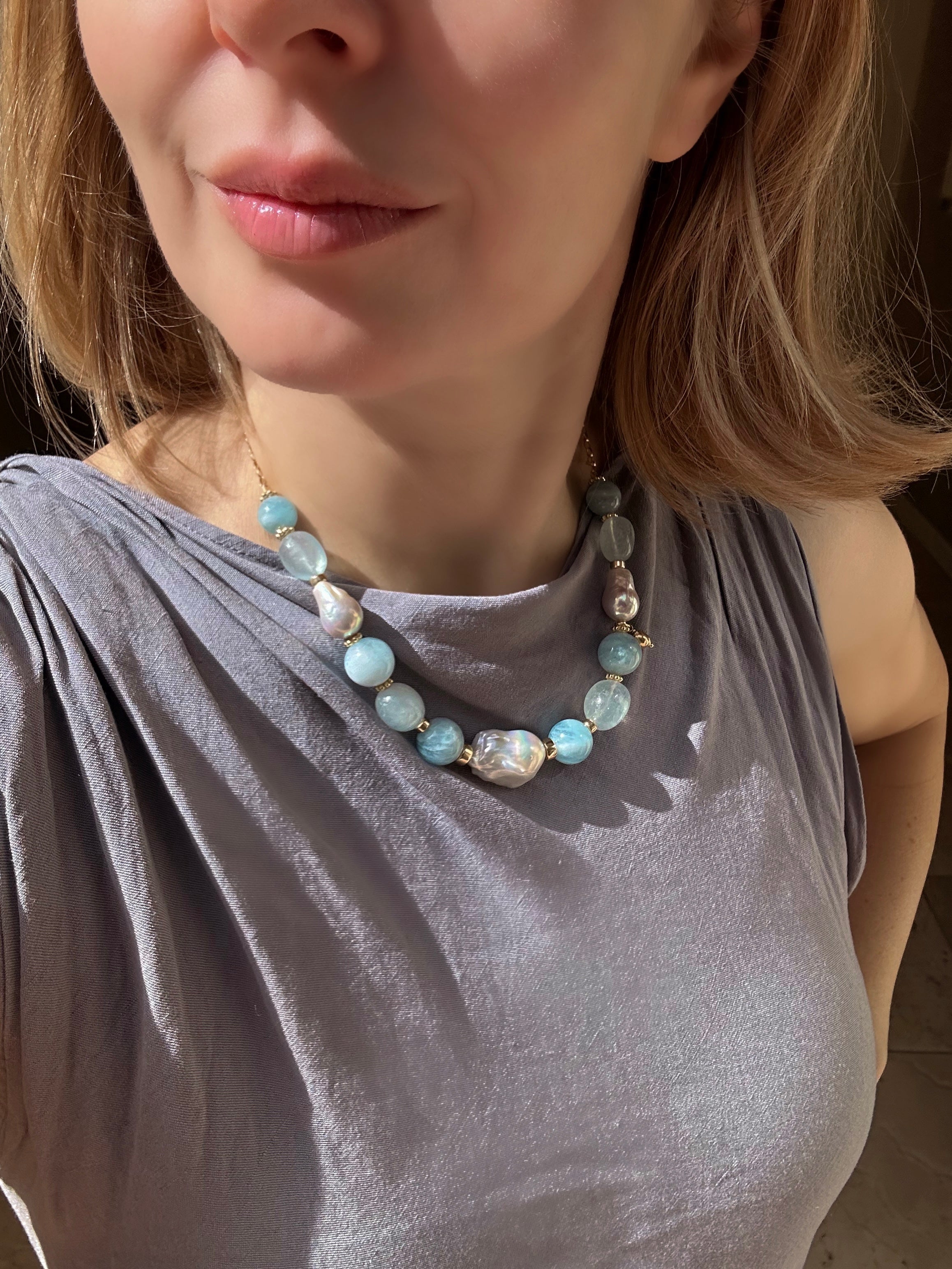 Aquamarine statement necklace Mirabel