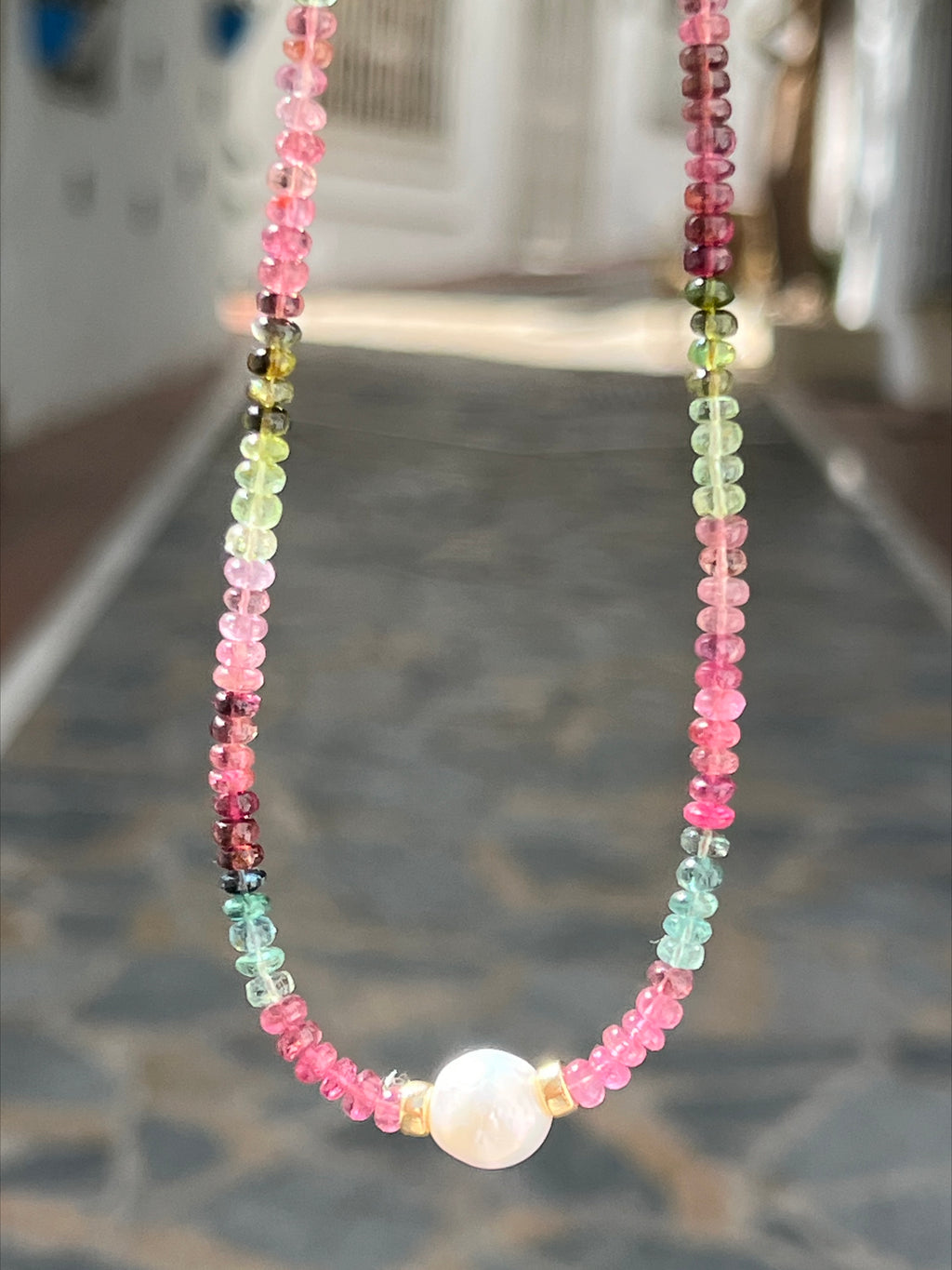 Tourmaline And Pearl Choker