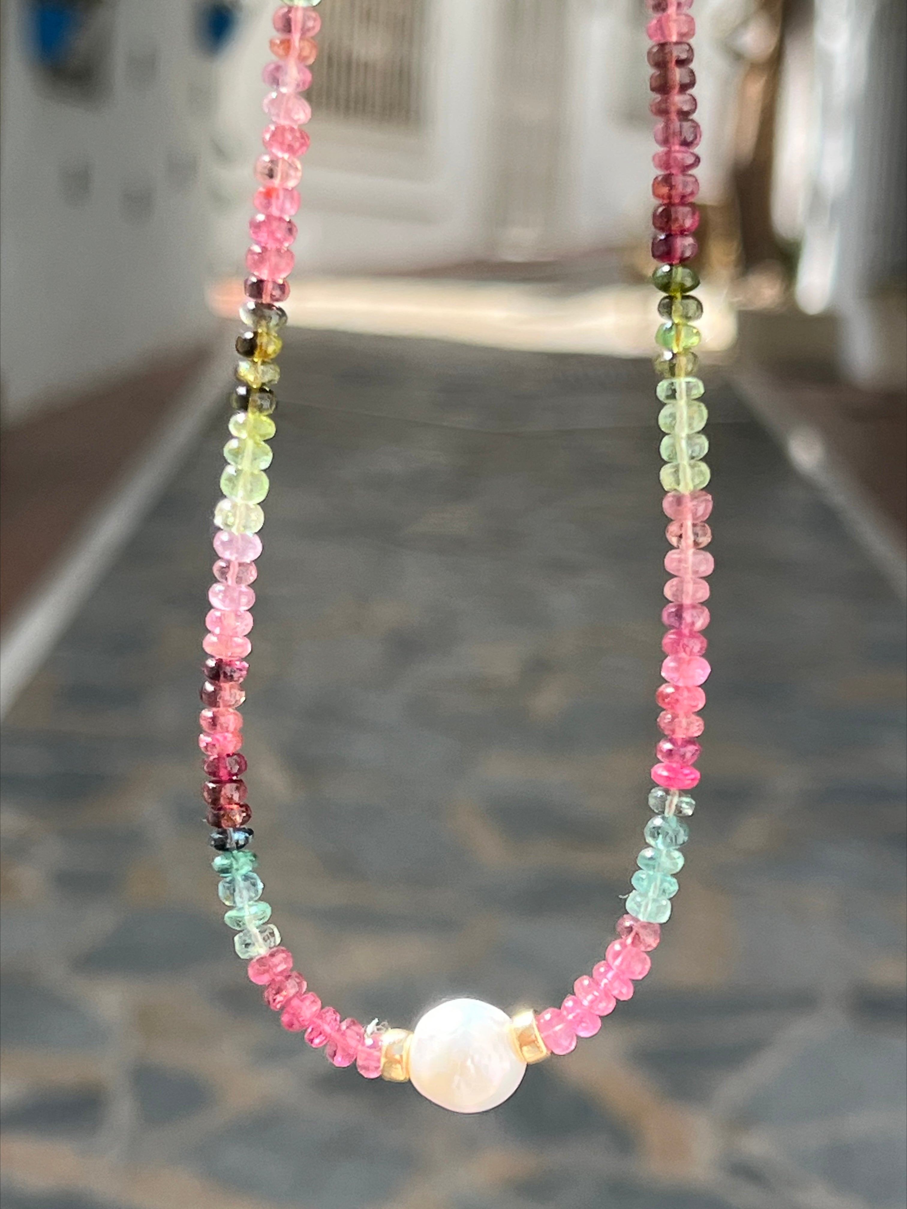 Tourmaline And Pearl Choker