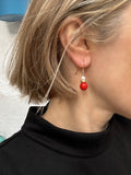 Red Coral And Pearl Drop Earrings
