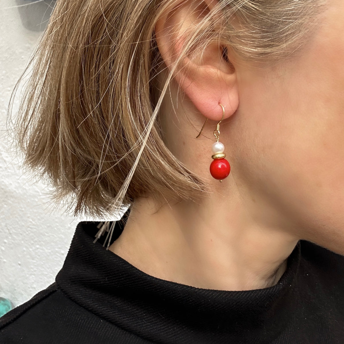 Red coral deals stud earrings