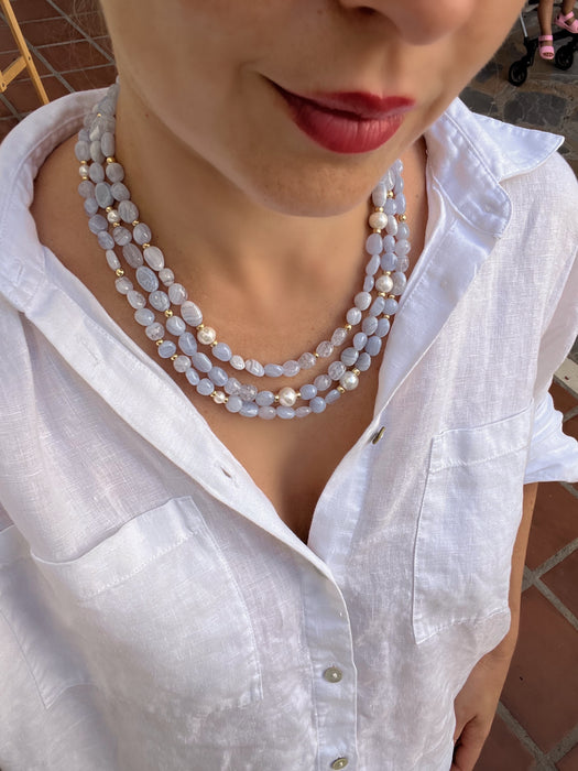 Lace Agate Layered Statement Necklace