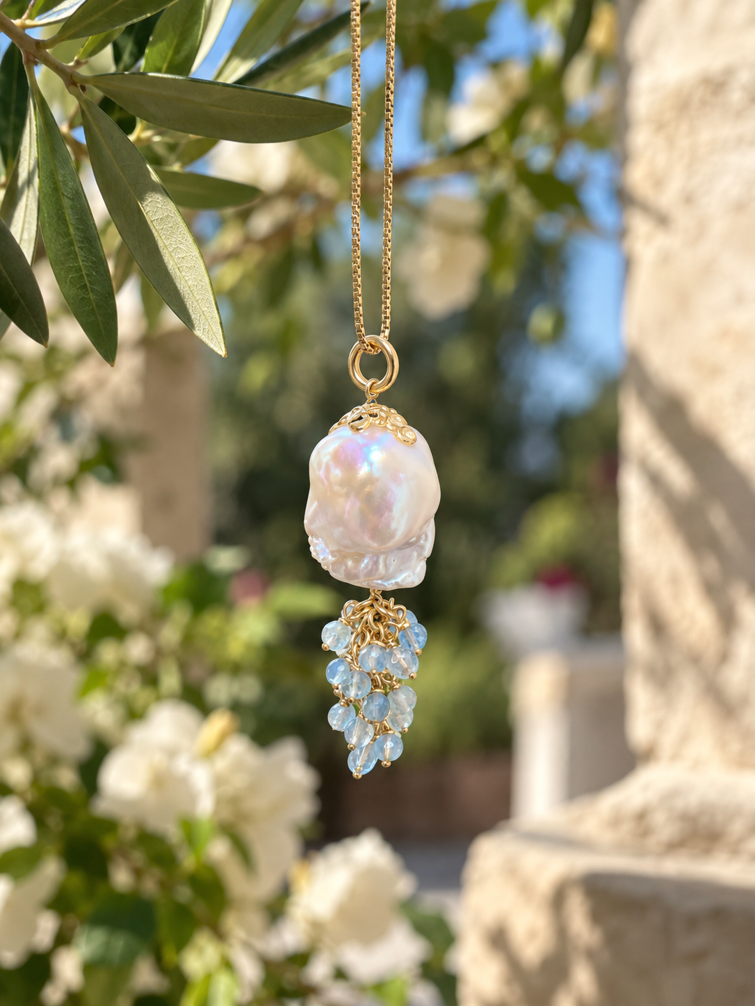 Aquamarine Necklace “Gota”