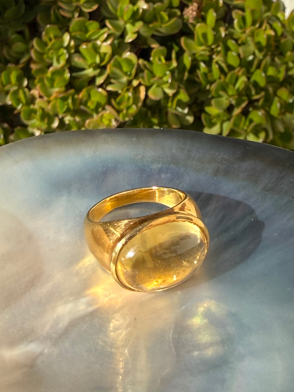 Citrine Cabochon Ring — Gold-Plated Sterling Silver