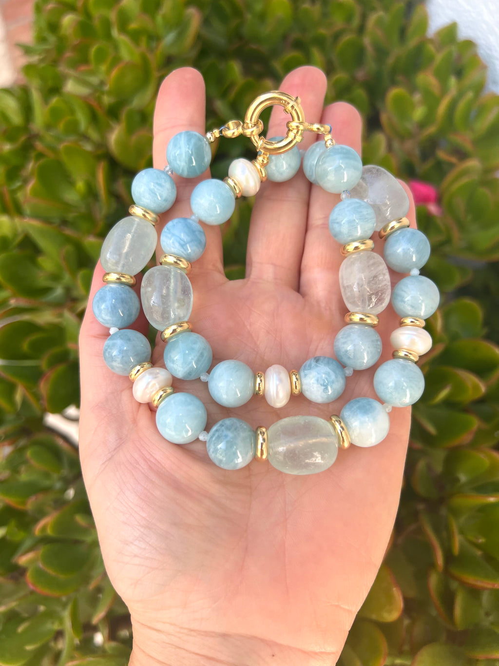 Chunky Aquamarine Necklace Cielo