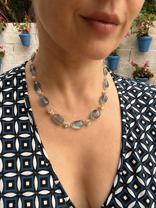 Necklace “Espuma Marina” in Fluorite And Aquamarine
