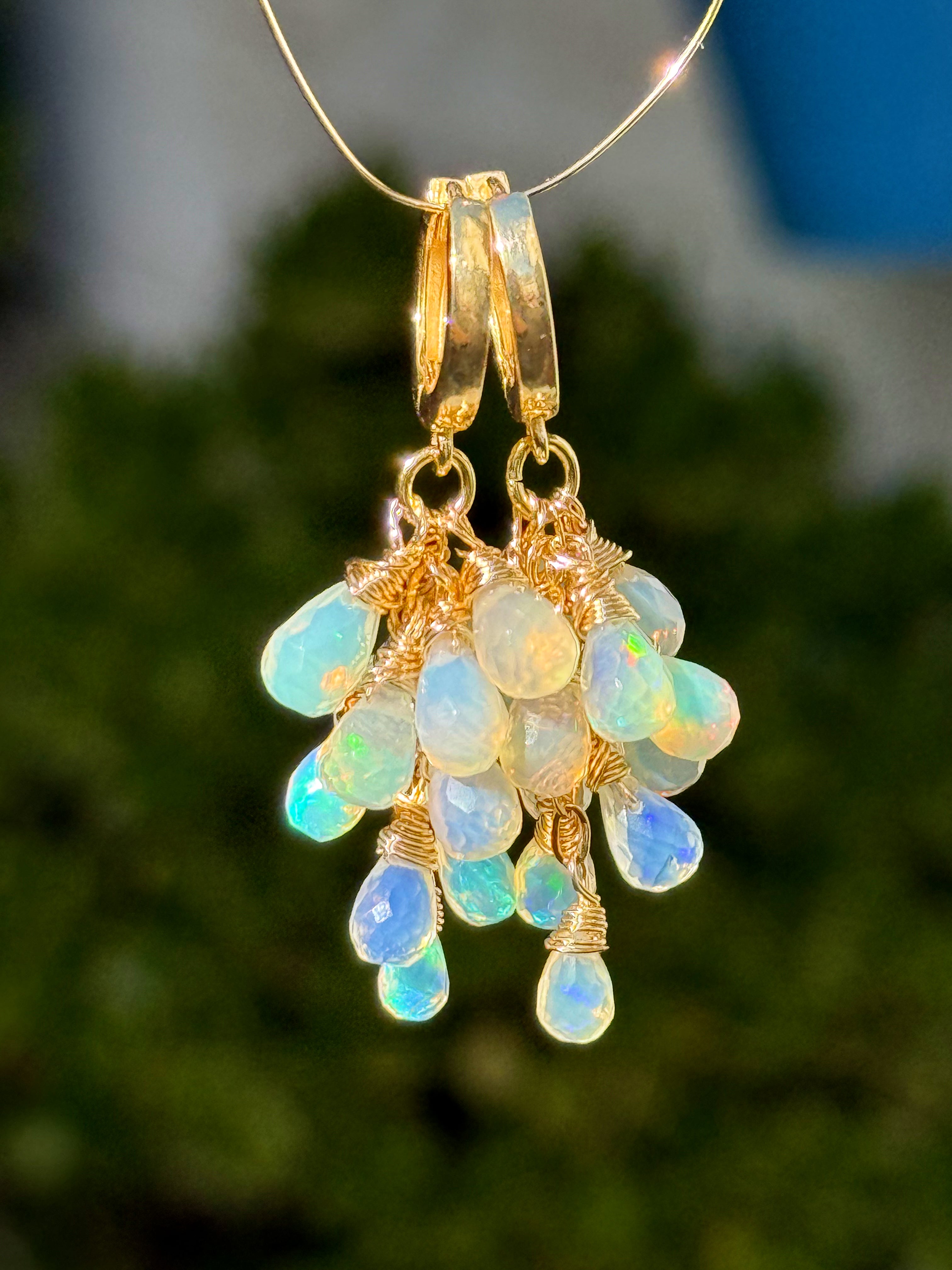 Ethiopian Opal Cluster Drop Earrings “Celestia”