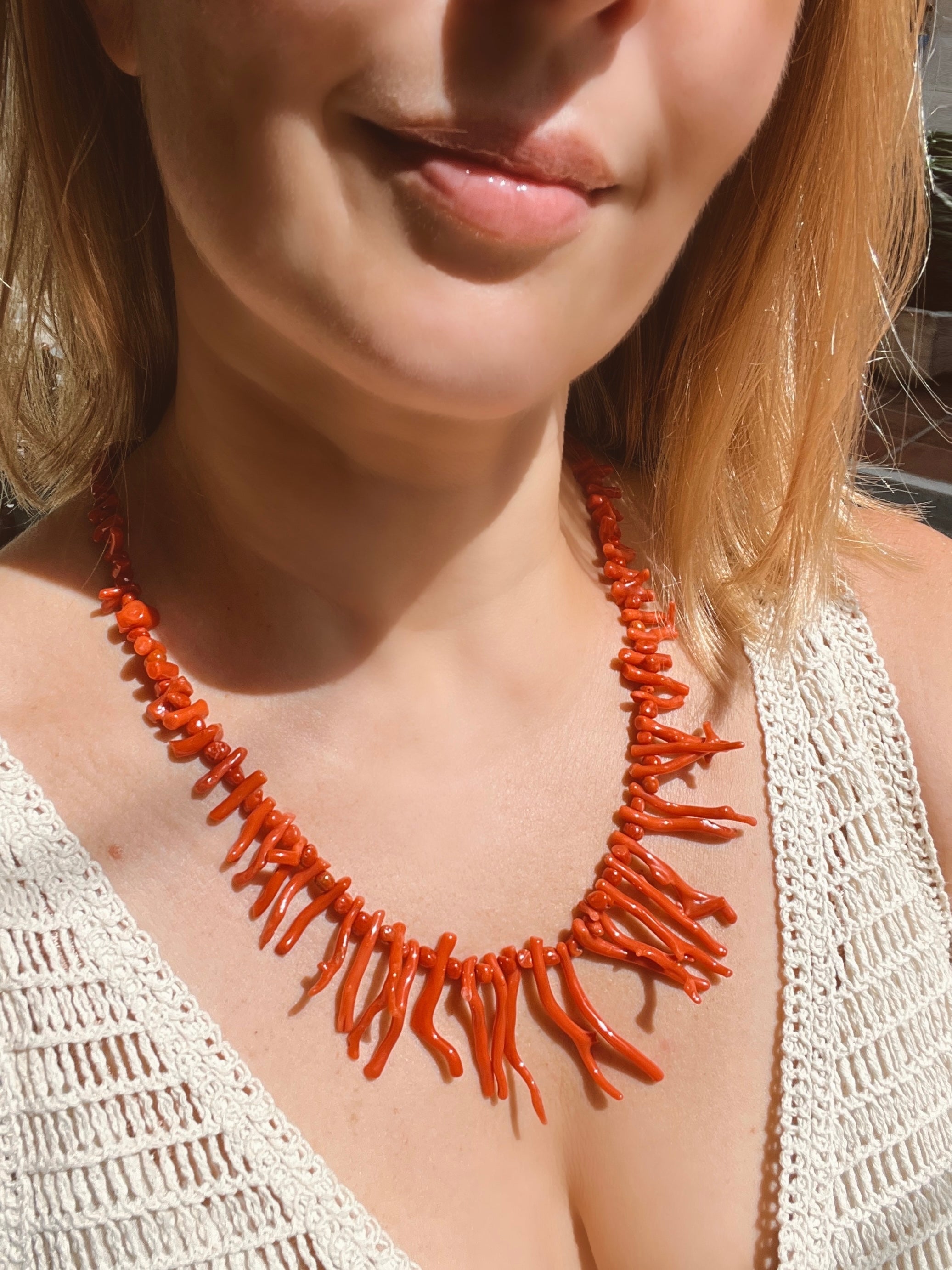 Red Coral Branch Necklace